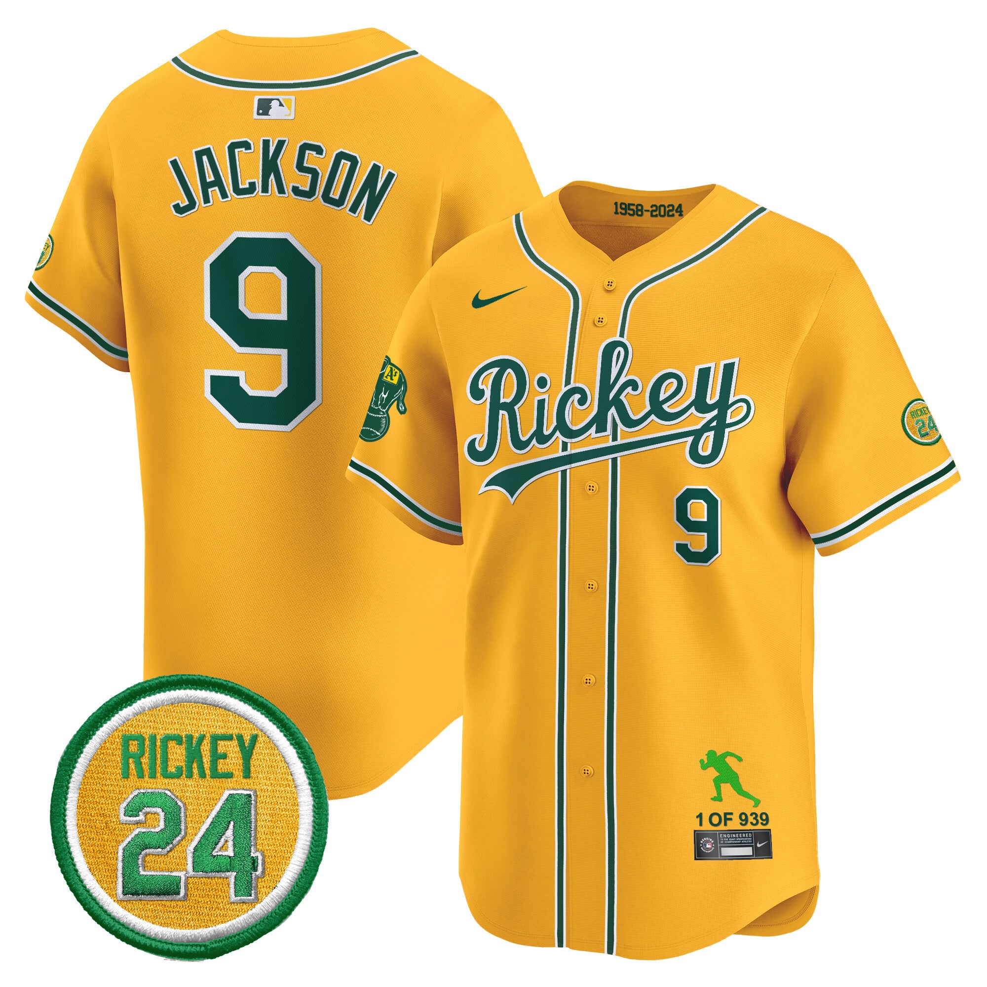 Men's Oakland Athletics Rickey Tribute style Vapor Premier Limited Jersey - All Stitched